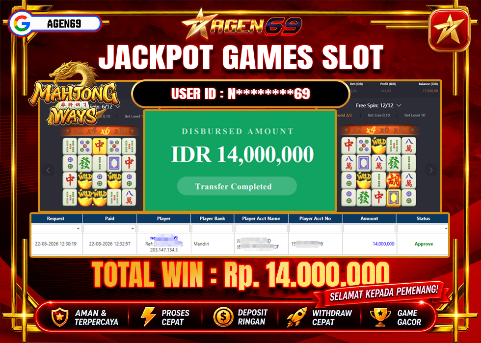 Bukti Jackpot AGEN69